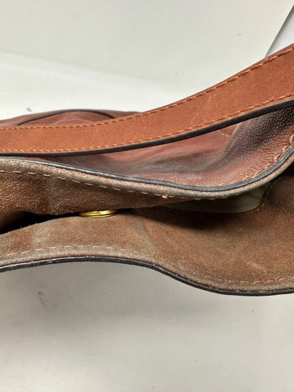 FRYE Leather Hobo Shoulder Bag Cognac Brown Slouchy Purse *Project Repair Bag*